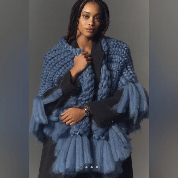 Anthropologie Chunky Cable-Knit Scarf Wrap - Picture 1 of 13